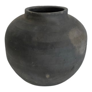 Antique Matte Black Pottery Jug For Sale