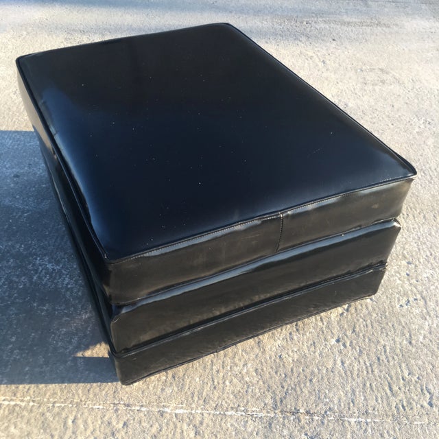Mid-Century Modern Club Chair & Ottoman in Patent Leather Manner of Edward Wormley for Dunbar For Sale In Denver - Image 6 of 13