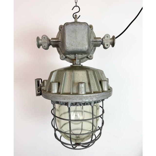 Large Industrial Cast Aluminium Cage Pendant Light from Zaos, 1970s For Sale - Image 10 of 18