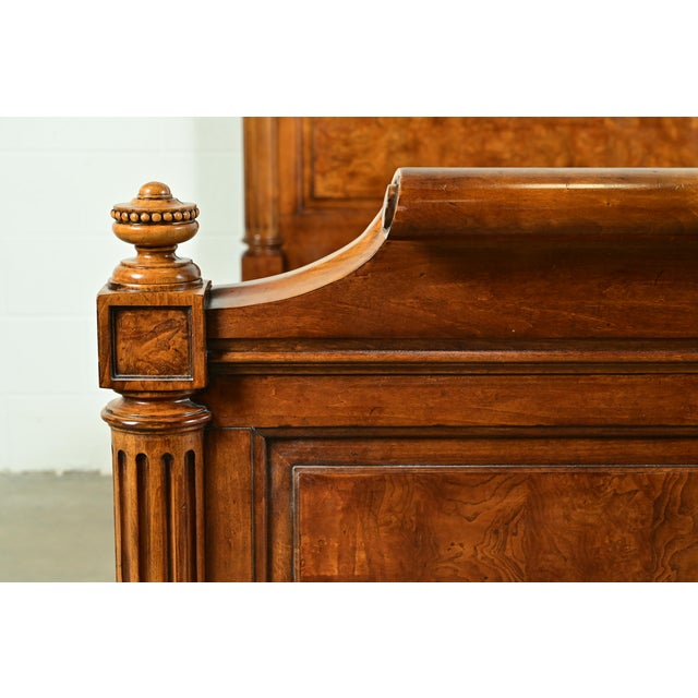 Brown Ethan Allen French Louis Philippe Burl Wood Queen Size Bed For Sale - Image 8 of 12
