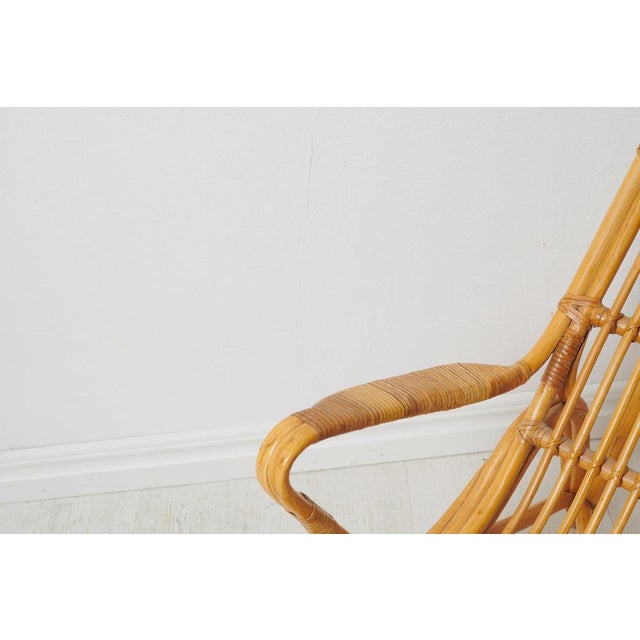 Swedish Modern Rattan Lounge Chairs and Footstool attributed to Bruno Mathsson for Dux, 1970s, Set of 3 For Sale - Image 13 of 15