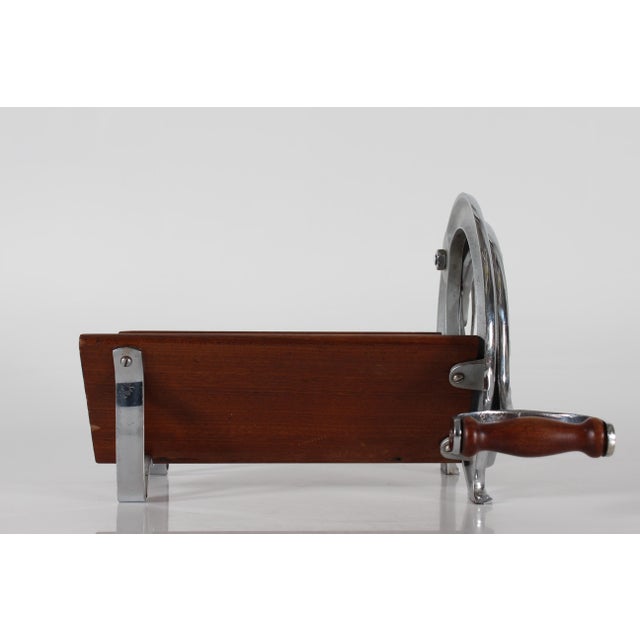 1950s Long Danish Model 294 Bread Slicer in Chromium and Mahogany from Raadvad, 1950s For Sale - Image 5 of 12