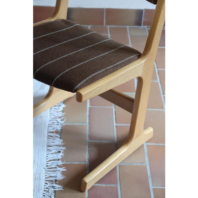Wood Dining Chairs in Beech and Striped Fabric from Farstrup Møbler, Denmark, 1970s, Set of 4 For Sale - Image 7 of 17