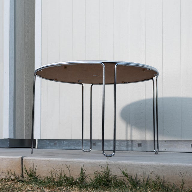 Mid-Century Modern Andrew Belschner for Gf Business Equipment 710 Round Chrome Dining Table, 1975 For Sale - Image 3 of 10