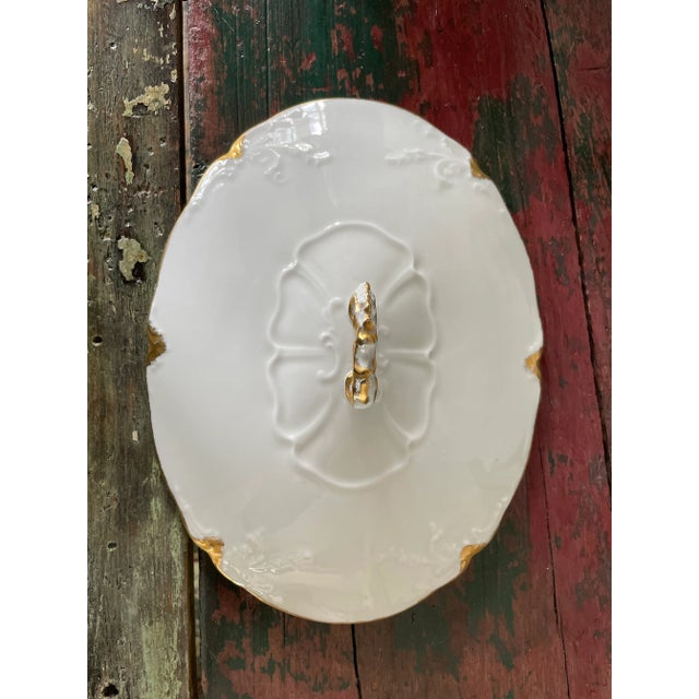 1910s Antique 1919, O&eo Royal Austrian Ranson 3-Pc. Oval Vegetable Serving Bowl & Lid, For Sale - Image 5 of 12