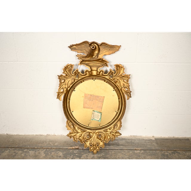 Gold American Federal Gold Gilt Convex Bullseye Eagle Wall Mirror For Sale - Image 8 of 11
