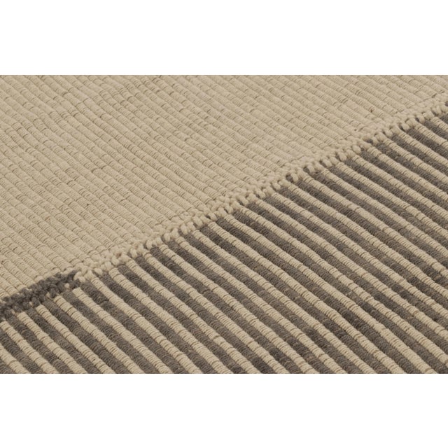 2010s Rug & Kilim's Accent Kilim With Textural Beige and Brown Stripes For Sale - Image 5 of 8