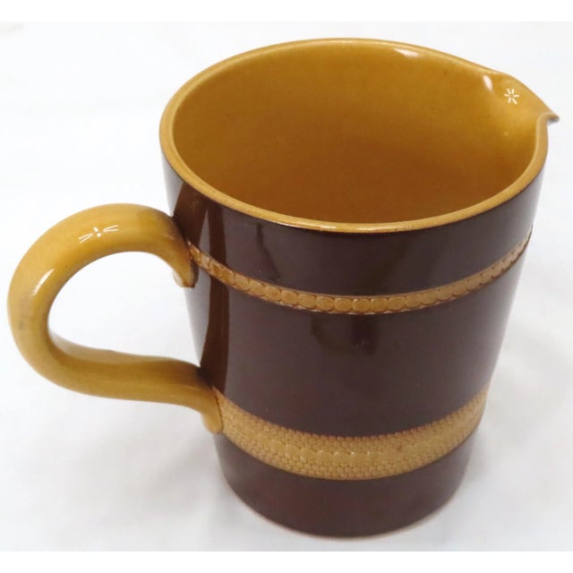 Vintage Mid Century Gresley Mocha Ware Pottery Measuring Pitcher by t.g