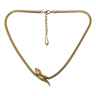 Vintage Gold-Plated Snake Necklace, 1950s For Sale