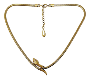 Vintage Gold-Plated Snake Necklace, 1950s