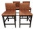 Jagoli Custom Upholstered Counter Stools in Burnt Orange Geometric Fabric – Set of Four For Sale