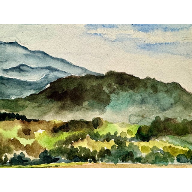 Rustic Enry Emil Salloch Original Watercolor on Paper Mt. Mansfield 1946. For Sale - Image 3 of 7