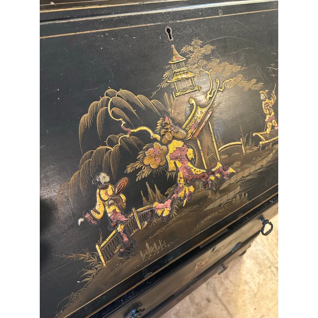 Antique English Chinoiserie Child’s Slant Front Desk. For Sale - Image 12 of 12
