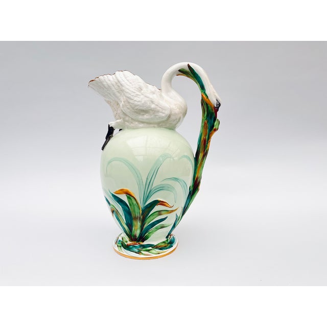 Large Antique Porcelain Swan Wash Pitcher, 1800s For Sale - Image 3 of 13