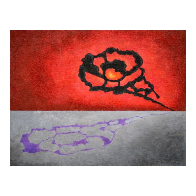 Mid Century Celestial Reflection Landscape in Oil on Masonite by Eleanor Perry For Sale