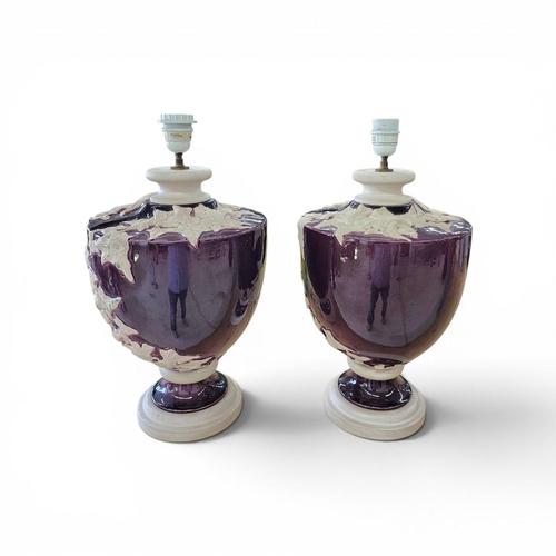 Large Kostka Floral Ceramic Vase Lamps, 1970s, Set of 2 For Sale - Image 9 of 13