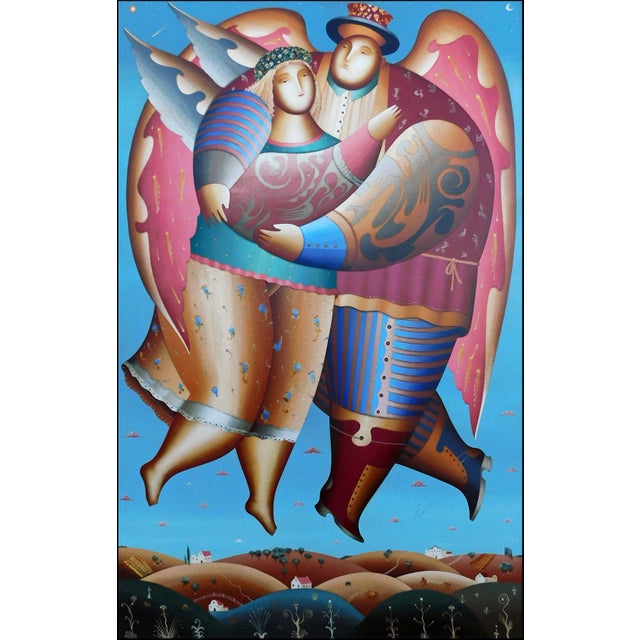 "Enamored" (framed) by Arkhipov Original Mixed Media on Canvas Image Size : 61" x 97" Framed size : 74" x 109" Hand signed...