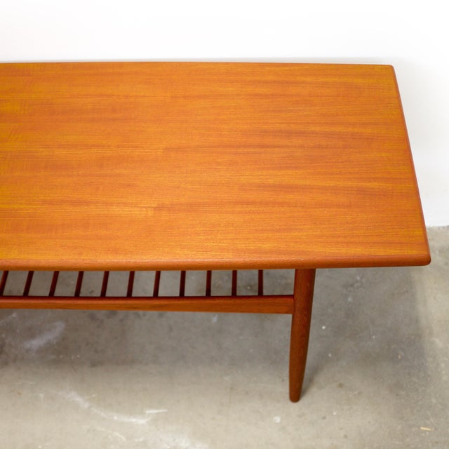 Wood Danish Teak “Surfboard” Coffee Table With Lower Magazine Shelf For Sale - Image 7 of 9