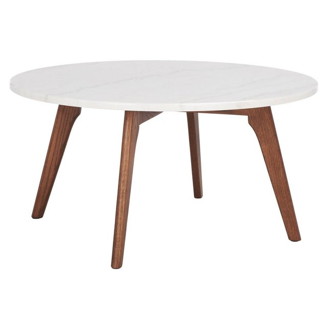 Wood Syrio Round Marble Coffee Table - Marble/Walnut For Sale - Image 7 of 7