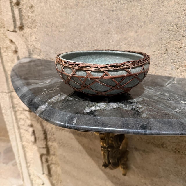 Mid-Century Modern Ceramic Bowl Chinese Celadon Ware Crackle Glaze Mid-Century Modern For Sale - Image 3 of 9