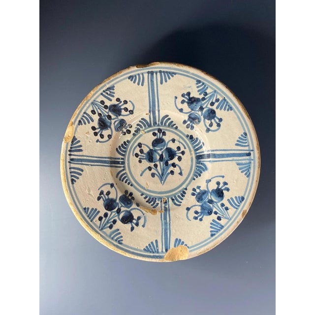 17-18th, Rare Antique Catalan Dish, Spanish Ceramic, Cirereta Series (Cherries) Dish from the "de la cirereta" series....