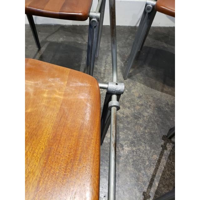 1980s Attributed to Robert Josten Aluminum and Cherry Postmodern Industrial Dining Chairs Set of 8 For Sale In Phoenix - Image 6 of 11