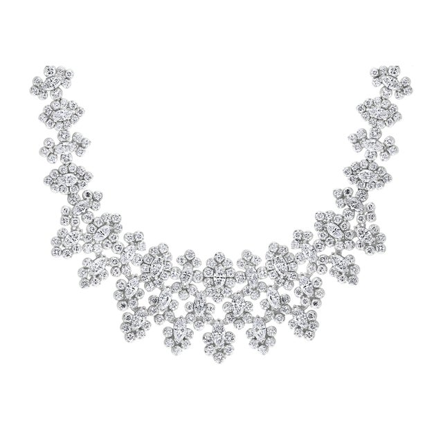 Modern 55 Ct Diamond Bridal Necklace 18 Karat White Gold 107 Gm, Estate For Sale - Image 3 of 8
