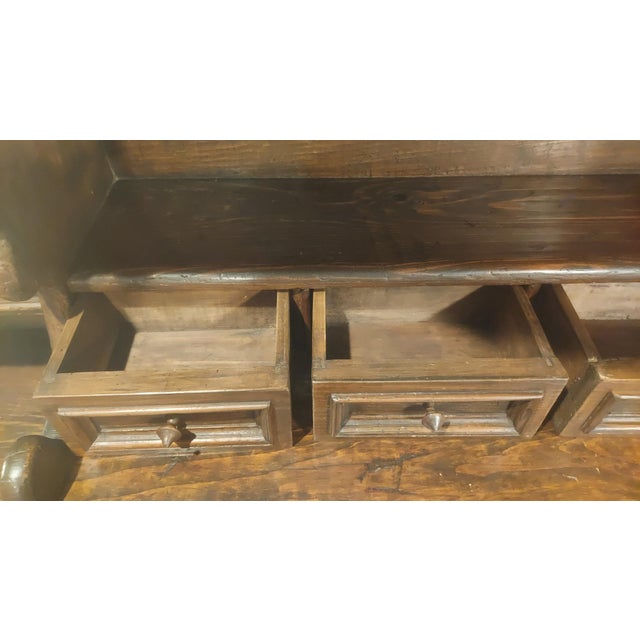 18th-Century Swiss Alpine Two-Piece Oak Hutch — Hand-Crafted by Artisan Farmers, Winter Workshop Piece For Sale - Image 13 of 16
