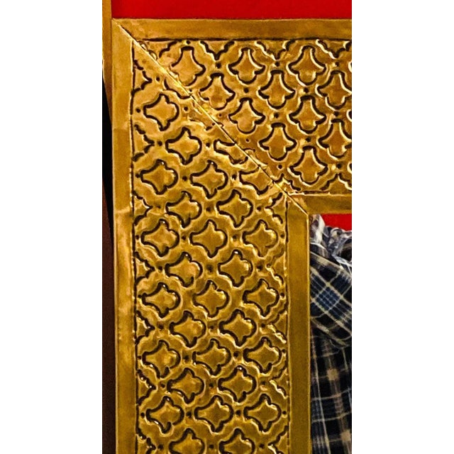 Modern Brass Floor or Console Mirror Hand Hammered Diamond Riveted Design For Sale In New York - Image 6 of 12