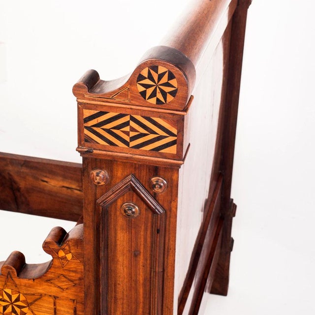 Walnut Single Bed with Marquetry Details, France, 1930s For Sale - Image 11 of 18