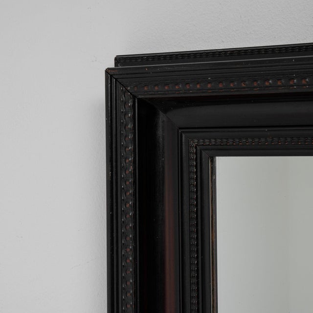 Wood Mid 20th Century France Neoclassical Black Wood Mirror For Sale - Image 7 of 8
