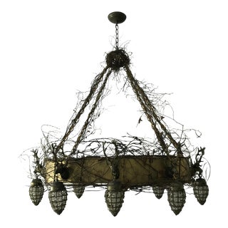 Custom Made Oval 1990’s Iron and Twig Chandelier For Sale