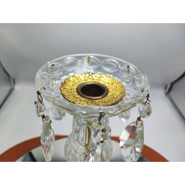 Vintage Glass Candleholder with Crystals, 1970s For Sale - Image 6 of 7