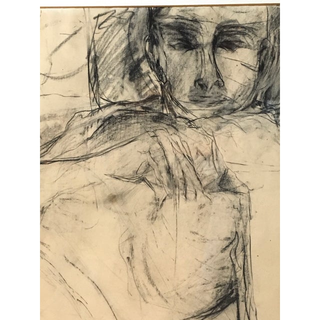 Figurative Vintage Original Charcoal Drawing of Male For Sale - Image 3 of 7