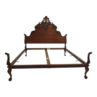 1990s Ralph Lauren King Size Bed with French Louis XV Style Headboard and Ball Claw Feet For Sale