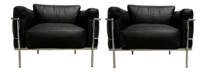Pierre Jeanneret, Charlotte Perriand & Le Corbusier Grand Comfort Lounge Chairs - A Pair