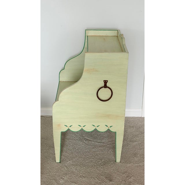Children's Hand Painted Light Sage Green Bedside Table for Child's Room For Sale - Image 3 of 11