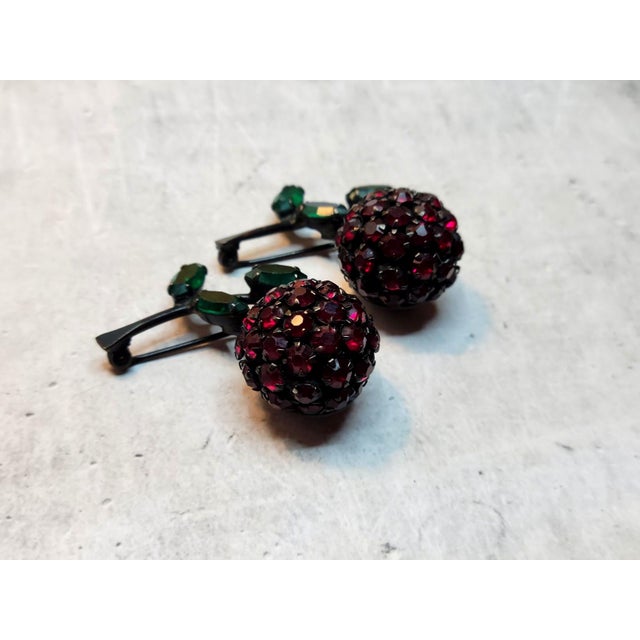 1960s Vintage Rhinestone Cherry Brooches Set For Sale - Image 5 of 8