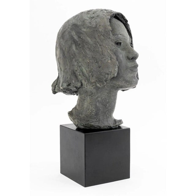 Gray Lily Landis Bronzed Spelter Female Portrait Bust For Sale - Image 8 of 9