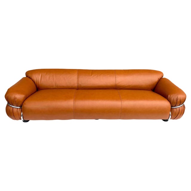 Sesann Leather Sofa by Gianfranco Frattini for Cassina, 1972 For Sale