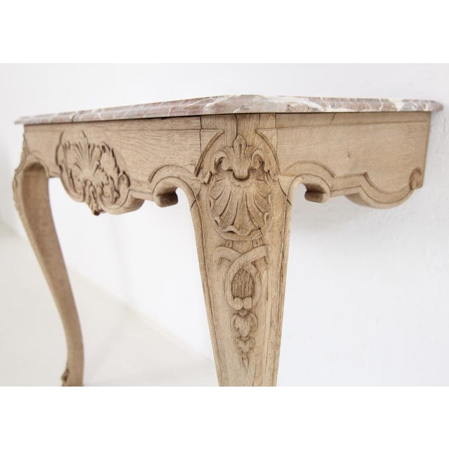 Small Louis XV Oak and Marble Top Console Table, 1920s For Sale - Image 16 of 18