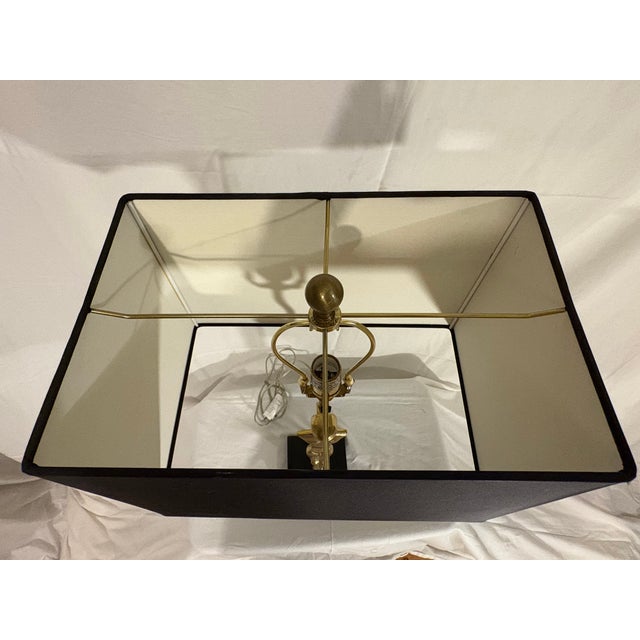 Stunning Arteriors Home Katie Lamp (Male) Brass With Black Shade and Iron Base For Sale - Image 10 of 10