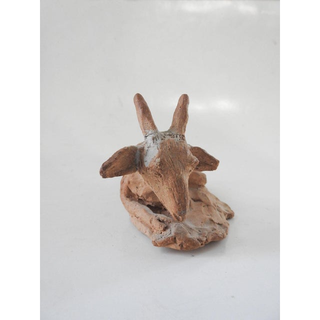 Sculpture Materials Mid 20th Century Terracotta Clay Goat Sculpture For Sale - Image 7 of 9