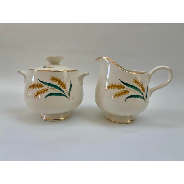 Ceramic Midcentury Gilt Royal Harvest Sugar & Creamer Set - Set of 2 For Sale - Image 7 of 8