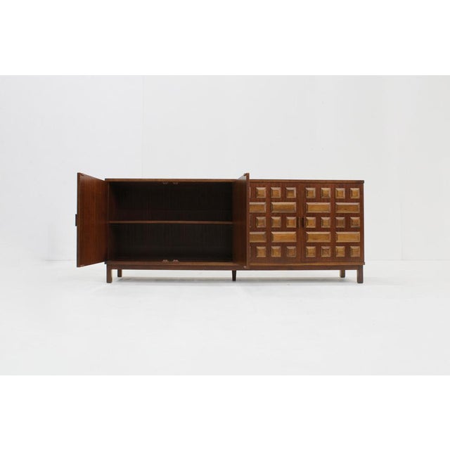 Brown Vintage Spanish Brutalist Sideboard Credenza, 1970s For Sale - Image 8 of 13