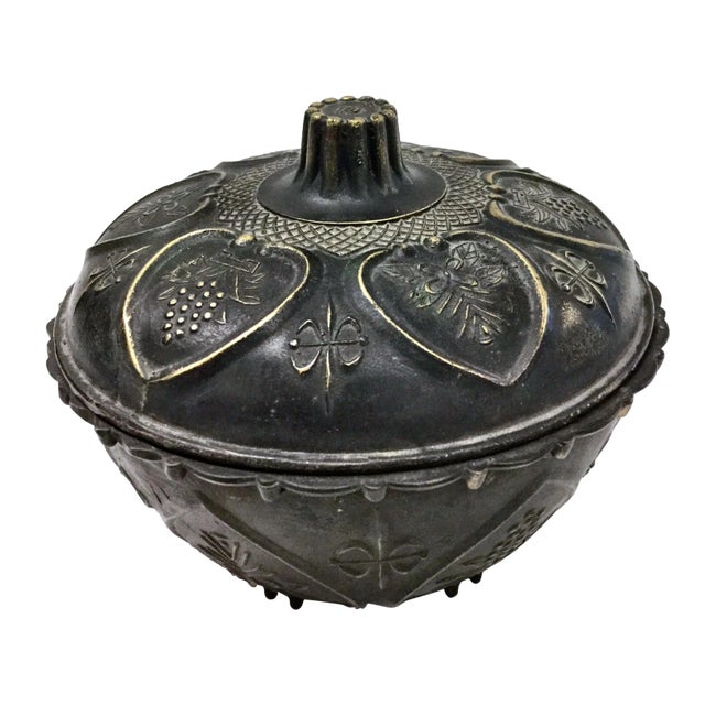 Antique Chinese Covered Brass Bowl For Sale