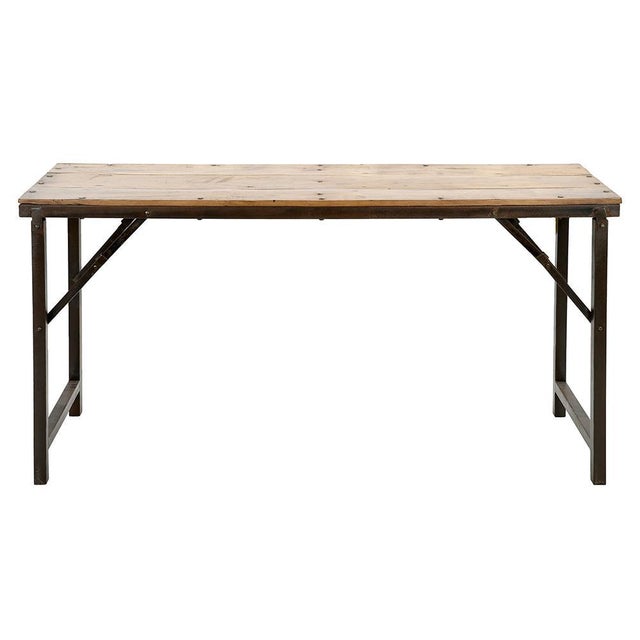 Folding Table in Metal & Teak, in Good conditions. This piece is designed in the style of the selected designer and/or...