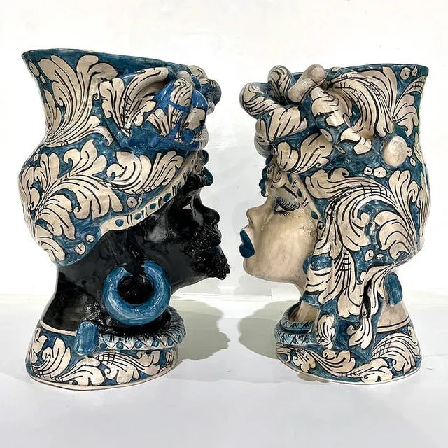 Ceramic 1980s Vintage Italian Signed Morris Figure Vases For Sale - Image 7 of 8