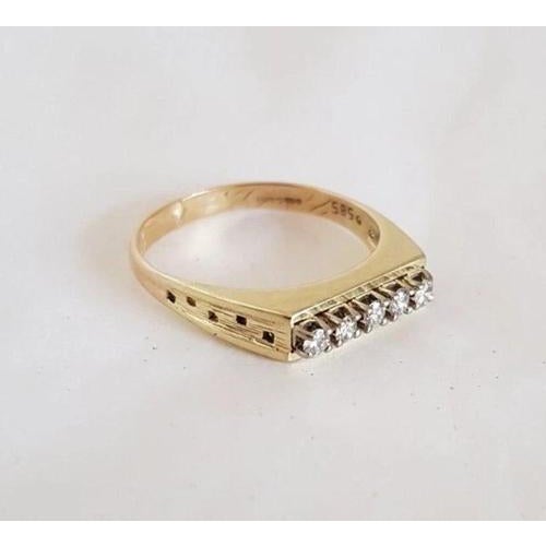 Vintage 14ct Yellow Gold Brilliant-Cut Diamond Dress Ring, 1970s For Sale - Image 15 of 17