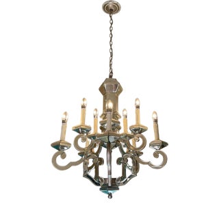 Mirrored Glass and Silvered Metal Chandelier by Currey & Company For Sale